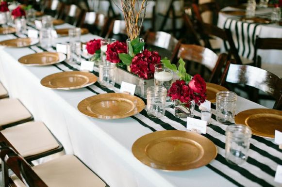 Black Nautical Wedding Table Setting